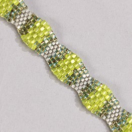 Chartreuse and Silver Triangle Wave Bracelet